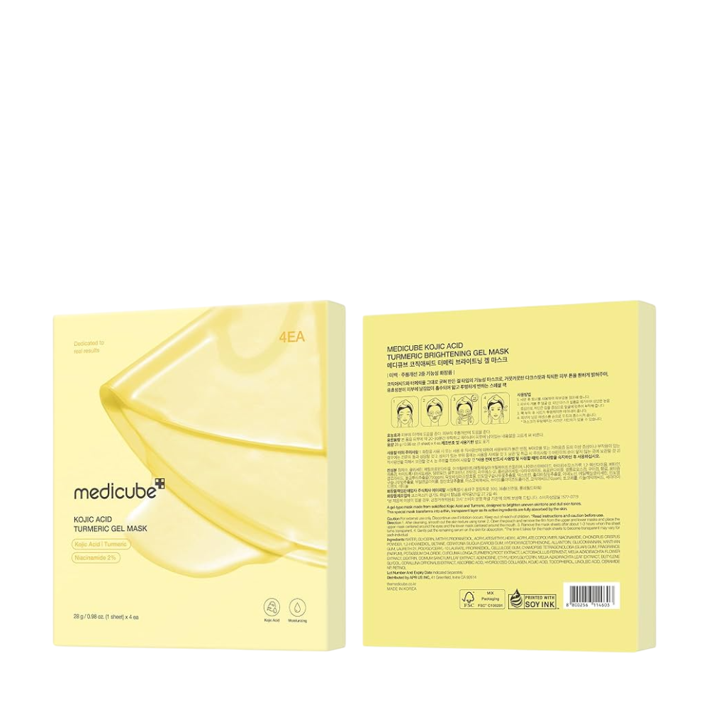 Medicube Kojic Acid Turmeric Brightening Gel Mask 4×28g – εμπρός και πίσω όψη
