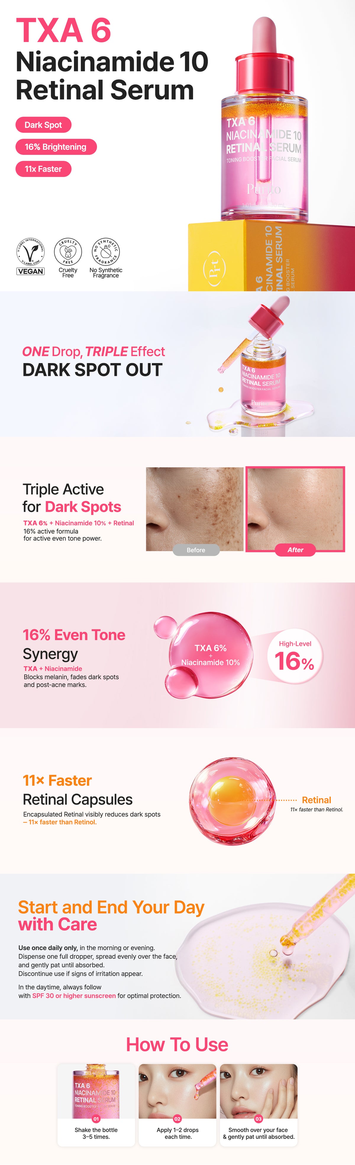 PURITO SEOUL TXA 6 Niacinamide 10 Retinal Serum 30ml – official product visual