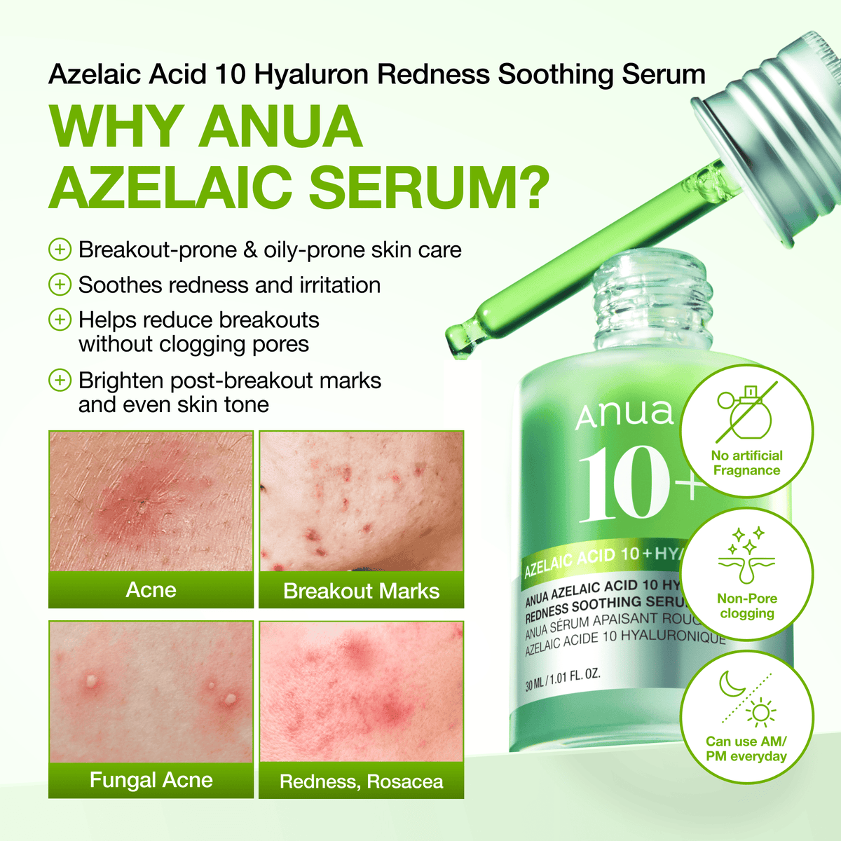 Anua Azelaic Acid 10 Hyaluron Redness Soothing Serum χαρακτηριστικά