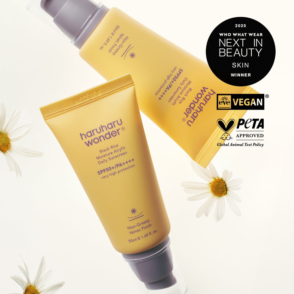Haruharu Wonder Black Rice Moisture Airyfit Daily Sunscreen 50ml συσκευασία και πιστοποιήσεις