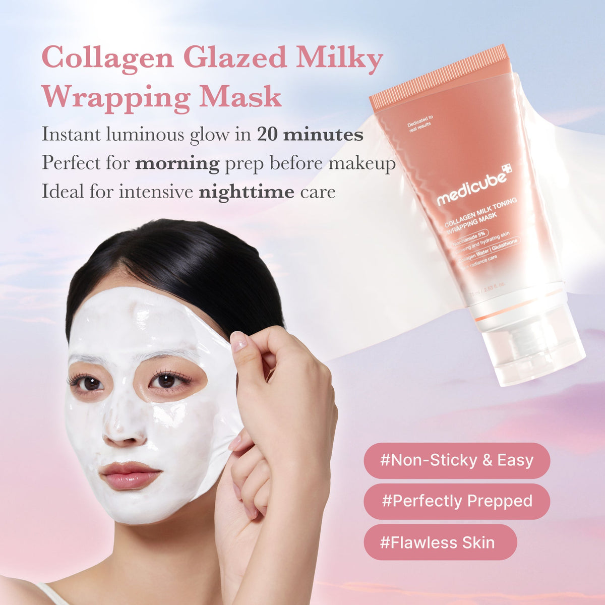 Medicube Collagen Milk Toning Wrapping Mask 75ml – peel-off εφαρμογή