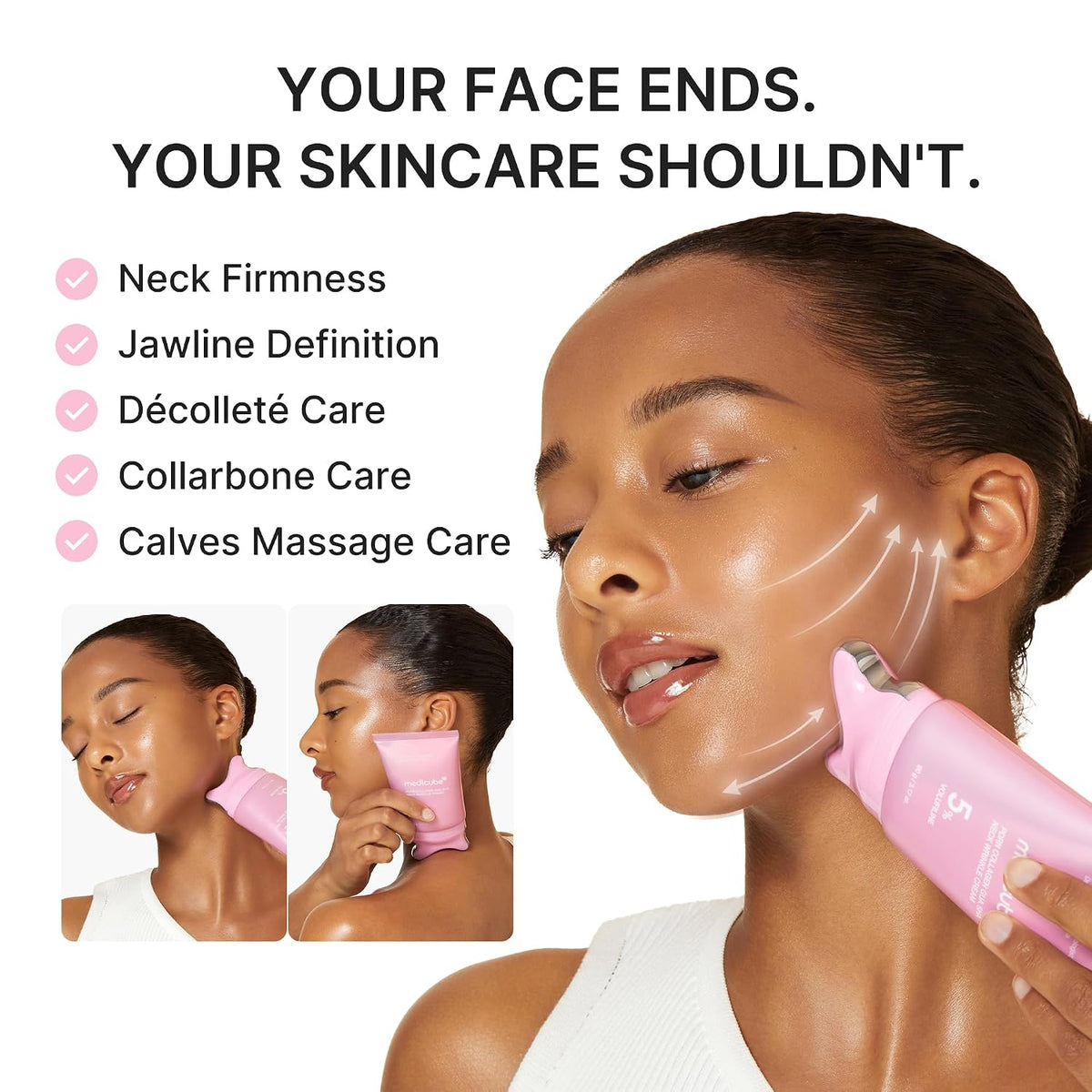 Medicube PDRN Collagen Gua Sha Neck Wrinkle Cream 90g – χρήση σε λαιμό και jawline