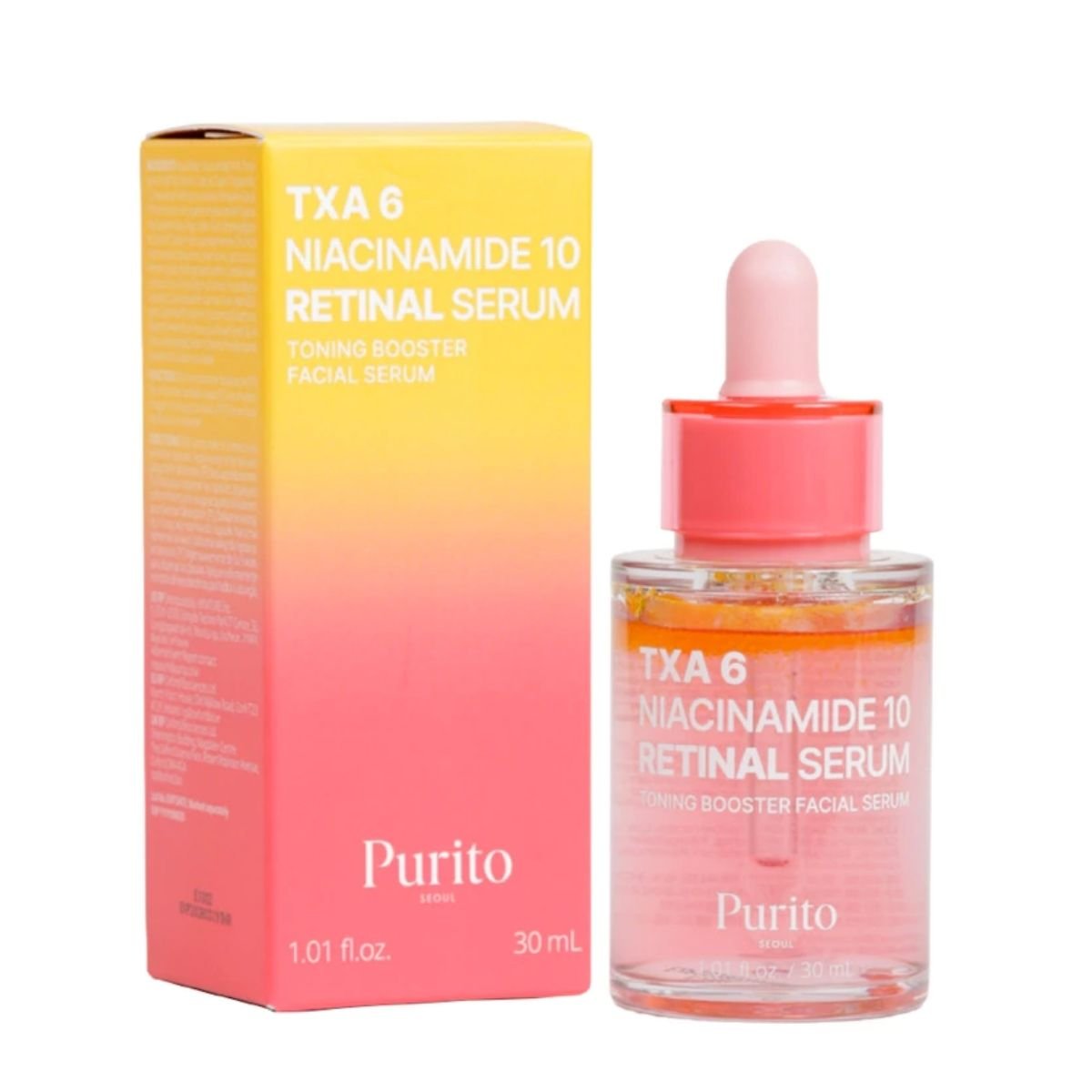 PURITO SEOUL TXA 6 Niacinamide 10 Retinal Serum 30ml – bottle and box