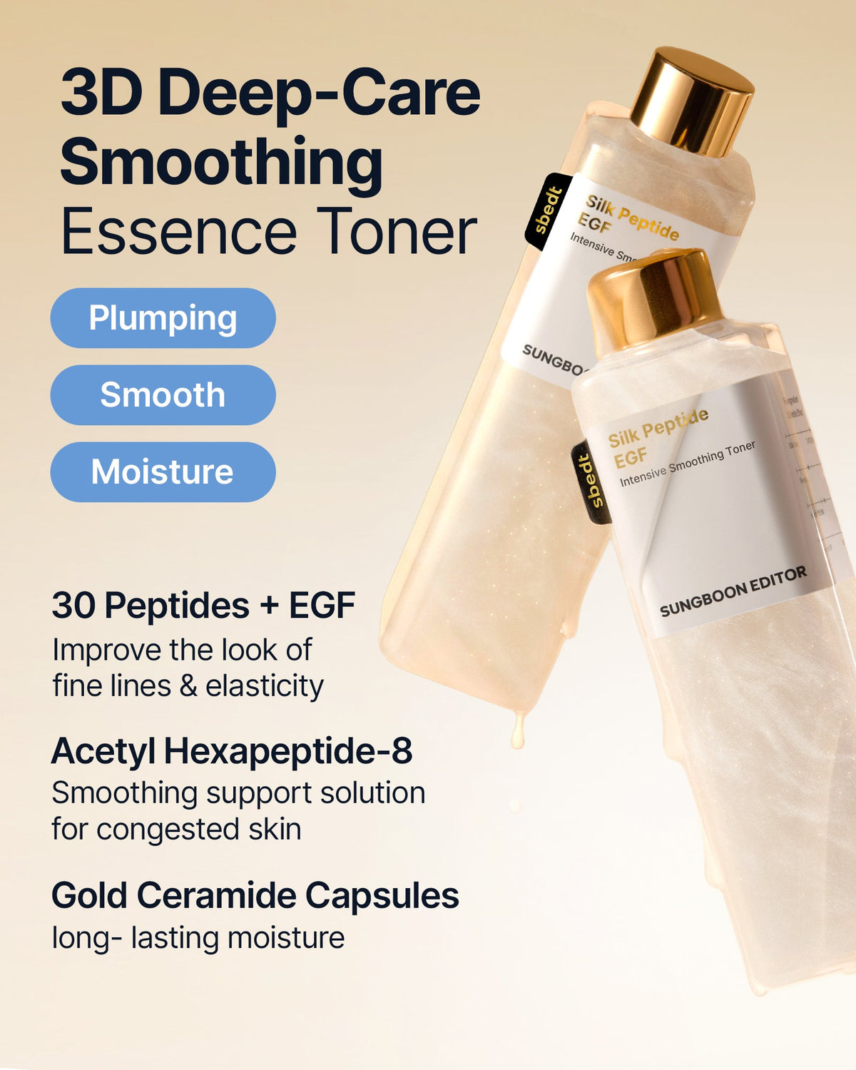 Sungboon Editor Silk Peptide EGF Intensive Smoothing Toner 300ml benefits