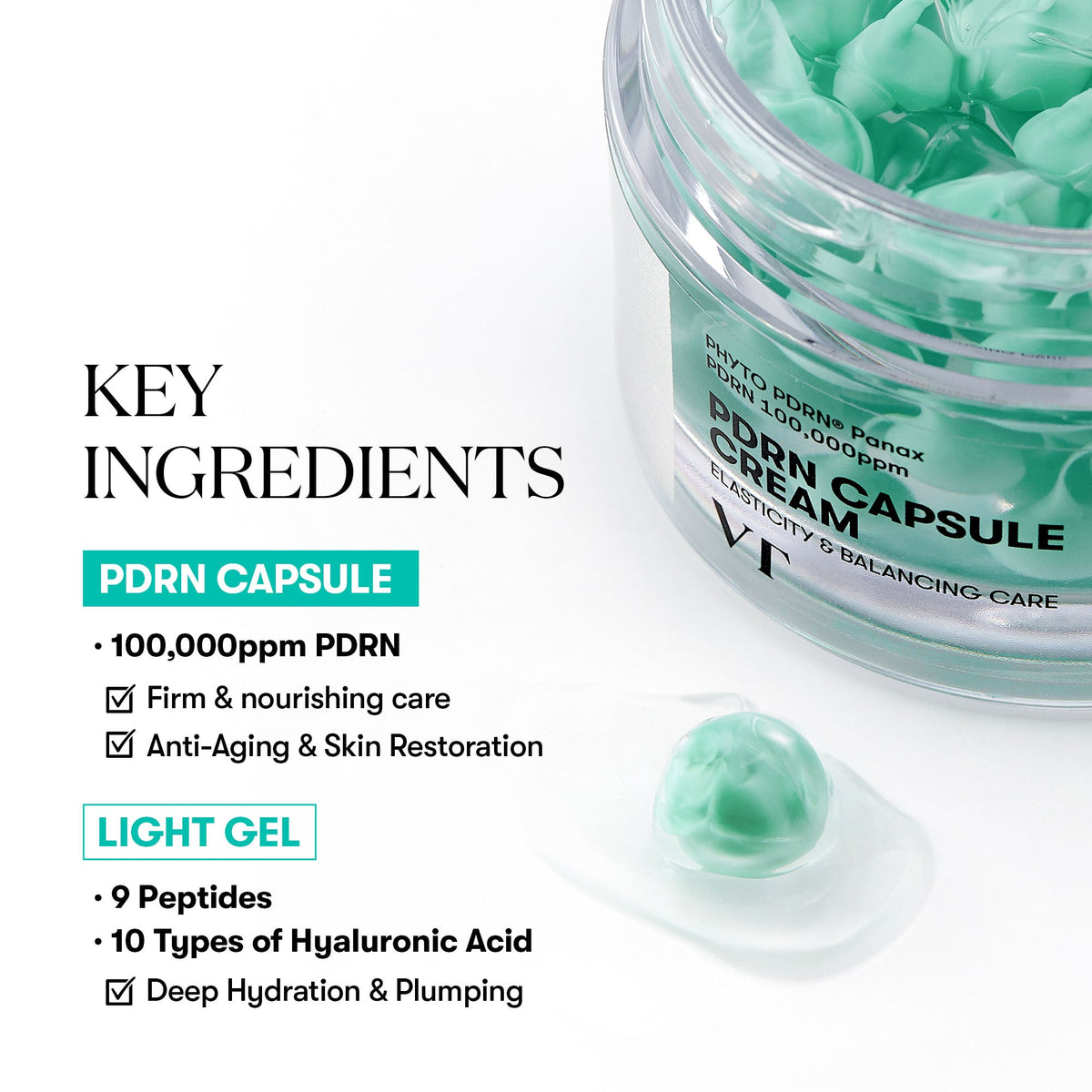 VT Cosmetics PDRN Capsule Cream 100 50ml – PDRN, peptides και hyaluronic acid